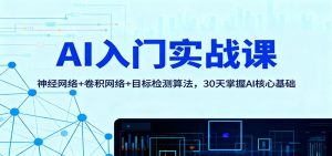 AI入门实战课：神经网络+卷积网络+目标检测算法，30天掌握AI核心基础-网创资源站