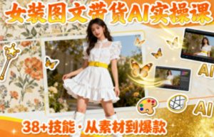 女装图文带货的AI实操课，覆盖38个实用技能，快速提升素材制作效率-网创资源站