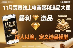 11月贾真线上电商暴利选品大课,授人以渔,定义选品模型-网创资源站