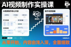 AI视频制作实操课,从零开始,内容由浅入深,全面细致-网创资源站