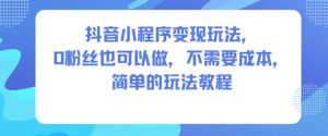 抖音小程序变现玩法，0粉丝也可以做，不需要成本，简单的玩法教程-网创资源站