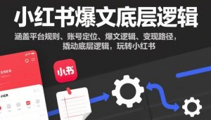 小红书爆文底层逻辑，涵盖平台规则、账号定位、爆文逻辑、变现路径，撬动底层逻辑，玩转小红书-网创资源站