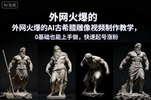 外网火爆的AI古希腊雕像视频制作教学，0基础也能上手做，快速起号涨粉-网创资源站