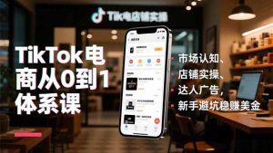 TikTok电商从0到1体系课，市场认知、店铺实操、达人广告，新手避坑稳赚美金-网创资源站