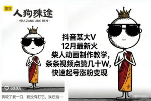 抖音某大V12月最新火柴人动画制作教学,条条视频点赞几十W,快速起号涨粉变现-网创资源站