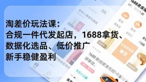 淘差价玩法课:合规一件代发起店,1688拿货、数据化选品、低价推广,新手稳健盈利(更新12月-网创资源站