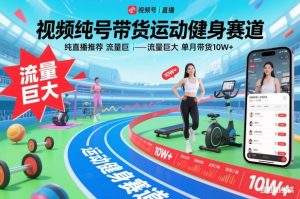 视频号带货运动健身赛道,纯直播推荐,流量巨大,单月带货10W+-网创资源站