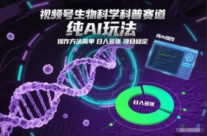 视频号生物科学科普赛道,纯AI玩法,操作方法简单,日入多张,项目稳定-网创资源站