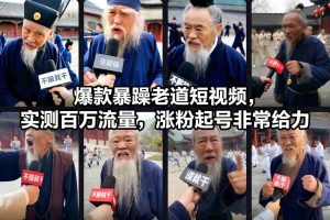 爆款暴躁老道短视频，实测百万流量，涨粉起号非常给力-网创资源站