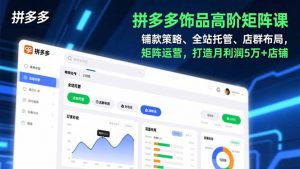 拼多多饰品高阶矩阵课，铺款策略、全站托管、店群布局，矩阵运营，打造月利润5万+店铺-网创资源站