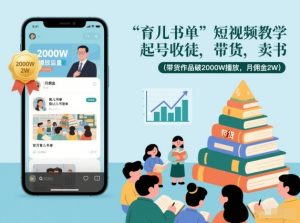 育儿书单短视频教学，起号收徒，带货，卖书(带货作品破2000W播放，月佣金2W)-网创资源站