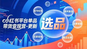 小红书平台单品带货变现营-更新，极致选品、账号标签、案例复盘，深度链接，快速启动稳定出单-网创资源站