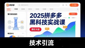 2025拼多多黑科技实战课，擎天柱玩法、爆流SKU、原价大促，技术引流，单店日销轻松破千单-网创资源站