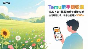 Temu新手赚钱课，选品上架+爆款运营+对接买手，快速开店出单，新手也能月入5000+-网创资源站