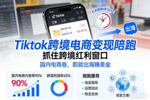 Tiktok跨境电商变现陪跑，抓住跨境红利窗口，国内电商卷，那就出海賺美金-网创资源站