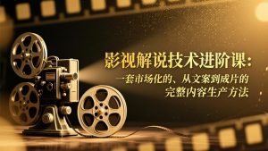 影视解说技术进阶课：一套市场化的、从文案到成片的完整内容生产方法-网创资源站