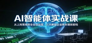 AI智能体实战课：从上岗落地到全自动运营，三天解锁企业降本增效密码-网创资源站