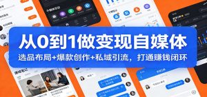 从0到1做变现自媒体：选品布局+ 爆款创作+私域引流，打通赚钱闭环-网创资源站