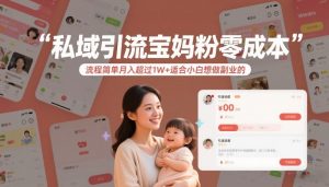 私域引流宝妈粉零成本流程简单月入超过1W+适合小白想做副业的-网创资源站