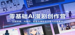 零基础AI漫剧创作营：出图剪辑、AI操作，配套专属配音克隆与动画素材-网创资源站