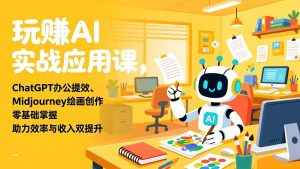 玩赚AI实战应用课，ChatGPT办公提效、Midjourney绘画创作，零基础掌握，助力效率与收入双提升-网创资源站