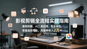 影视剪辑全流程实战指南，案例拆解、AI工具应用、专业调色，零基础到专业，月接单收入2万+-网创资源站