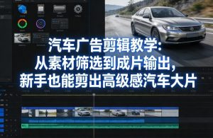 汽车广告剪辑教学：从素材筛选到成片输出，新手也能剪出高级感汽车大片-网创资源站