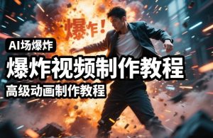 AI场景爆炸视频制作教程，利用人物实拍视频制作出高级的动画特效-网创资源站