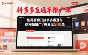 拼多多直通车推广课，别再盲目开拼多多直通车，这样做推广7天日出500单-网创资源站