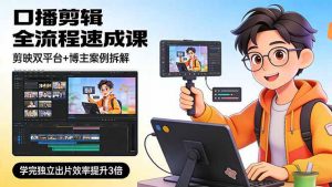 口播剪辑全流程速成课，剪映双平台+博主案例拆解，学完独立出片效率提升3倍-网创资源站