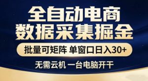 独家电商数据全自动采集项目，批量可矩阵，单窗口轻松日入3张+【揭秘】-网创资源站
