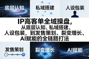 IP高客单全域操盘，从底层认知、私域搭建、人设包装，到发售策划、裂变增长、AI赋能的全链路打法-网创资源站