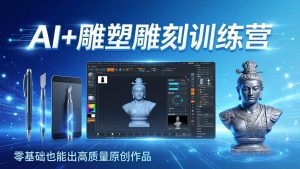 AI+雕塑雕刻训练营:从AI创作、大模型训练到3D雕刻 + 渲染,零基础也能出高质量原创作品-网创资源站
