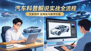 抖音汽车科普解说实战：文案+动画+画面处理+去水印全流程，打造专业汽车科普视频-网创资源站