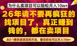 为什么真正賺到钱的都在卖项目，从0-1教你卖项目的方法，看完你也可以月入10w+【揭秘】-网创资源站