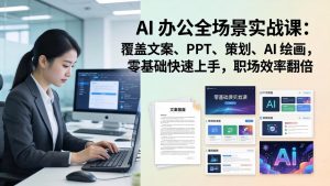 AI 办公全场景实战课：覆盖文案、PPT、策划、AI 绘画，零基础快速上手，职场效率翻倍-网创资源站