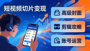 短视频切片变现速成班2.0：高级封面+剪辑攻略+账号运营，0基础小白快速入局副业-网创资源站