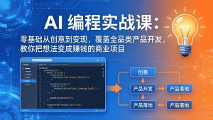 AI编程实战课-第三期:零基础从创意到变现,覆盖全品类产品开发,把想法变成赚钱的商业项目-网创资源站