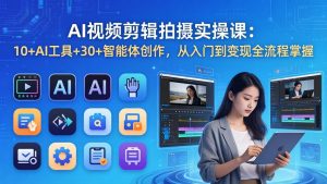AI 视频剪辑拍摄实操课:10+AI工具+30+智能体创作,从入门到变现全流程掌握-网创资源站