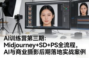 AI训练营第三期：Midjourney+SD+PS全流程，AI与商业摄影后期落地实战案例-网创资源站