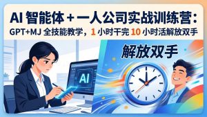 AI 智能体 + 一人公司实战训练营:GPT+MJ 全技能教学,1 小时干完 10 小时活解放双手-网创资源站