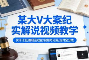 某大V大案纪实解说视频教学,可做伙伴计划、撸精选收益,视频号和支付宝分成计划均可-网创资源站
