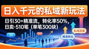 日入千米的私域新玩法:日引30+精准流,转化率50%,日卖5-10笔(单笔300米)-网创资源站