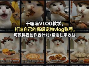 干嘛喵VLOG教学,打造自己的高级宠物vlog账号,可做抖音创作者计划+精选独家收益-网创资源站