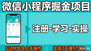 微信小程序掘金项目,项目很简单,5分钟就能学会上手操作,实操7天賺了1700+【揭秘】-网创资源站