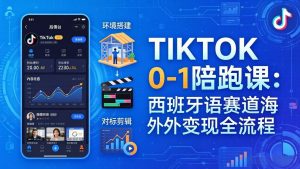 TIKTOK 0-1 陪跑课：从环境搭建到刷对标剪辑，西班牙语赛道海外变现全流程-网创资源站