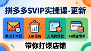 拼多多SVIP实操课-26年4月,截流卡大促+无痕涨价+无限群爆款+AI赋能爆单新玩法,带你打爆店铺-网创资源站