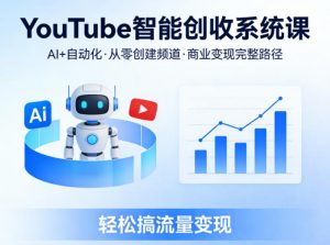 YouTube智能创收系统课，AI+自动化，从零创建YouTube频道并实现商业变现的完整路径，轻松搞流量变现-网创资源站