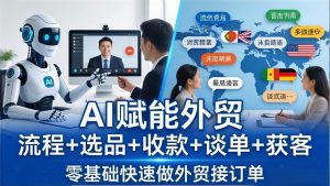 外贸+AI实战课：流程+选品+收款+谈单+获客，零基础快速做外贸接订单-网创资源站