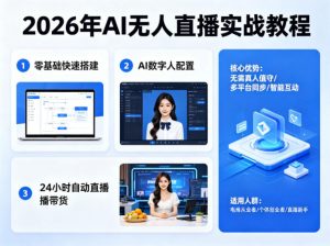 2026年AI无人直播实战教程,零基础也能快速搭建AI数字人无人直播间,实现24小时自动直播带货-网创资源站